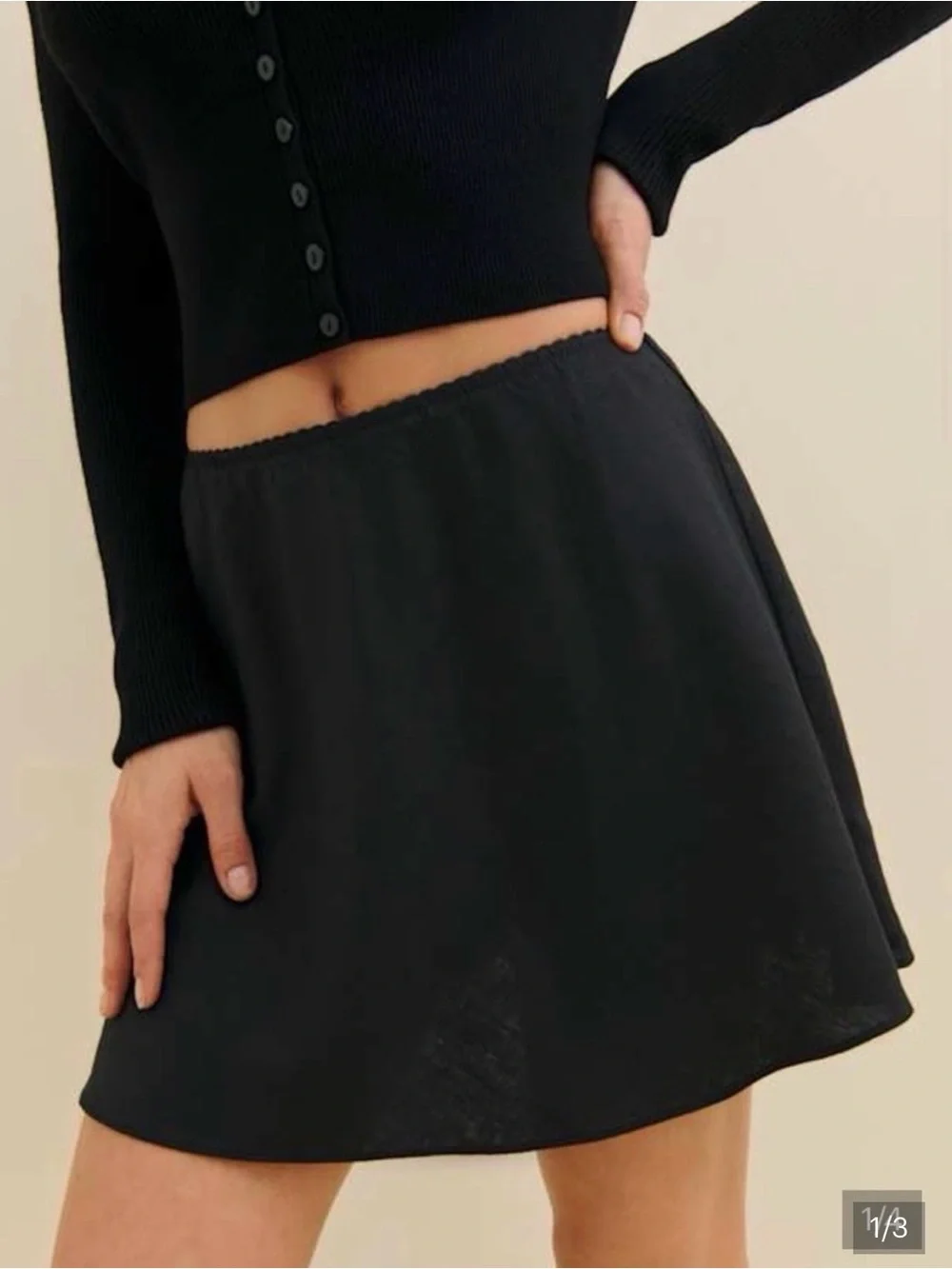 NWT Reformation Brandy Linen Skirt XL Black - Picture 1 of 4